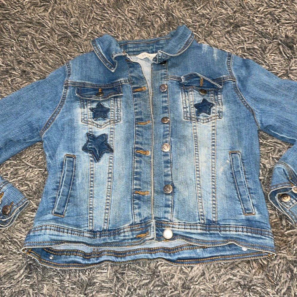 Ob.sess blue denim jean jacket star size medium